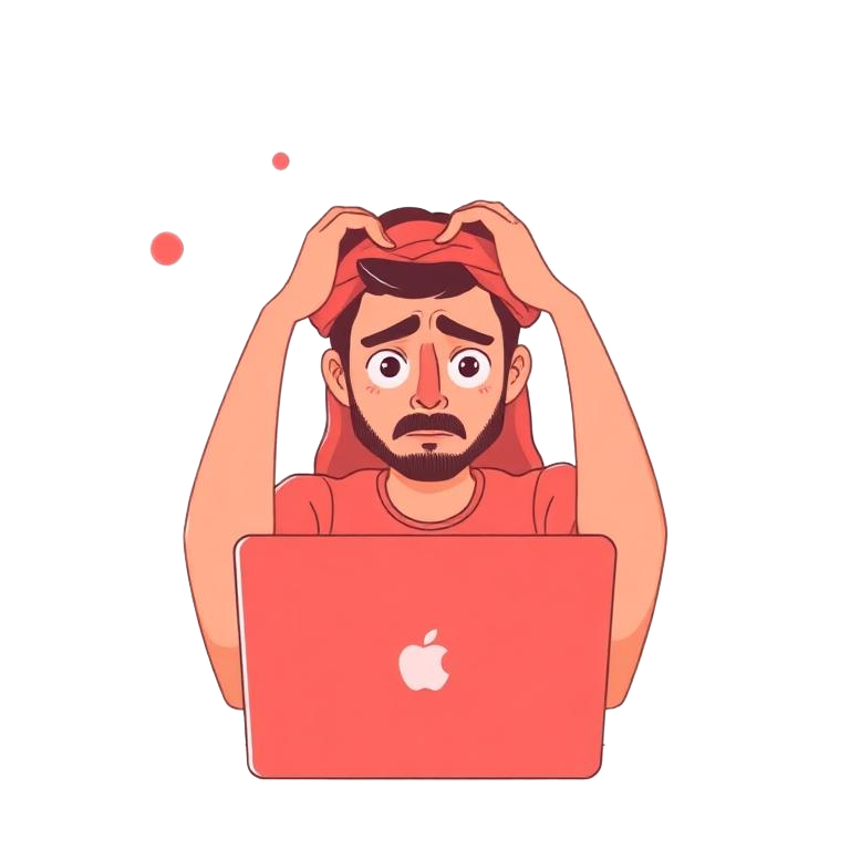 شخص محبط أمام الكمبيوتر قبل تعلم WordPress